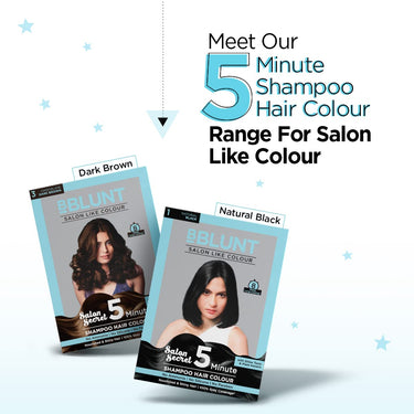 Bblunt Natural Black 5 Minute Shampoo Hair Colour For 100% Grey Coverage - 20ml X 5